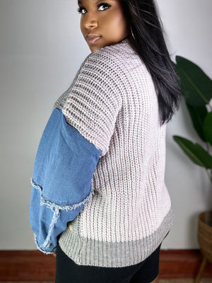 Denim Sleeves | Knitted Sweater